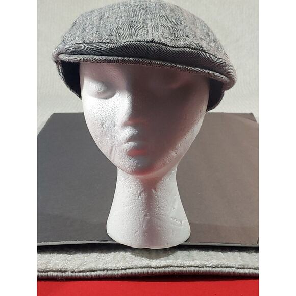 Mr Duck Erigaray Size Large Herringbone Cotton Linen Blend Newsboy Gatsby Cap - Picture 3 of 16